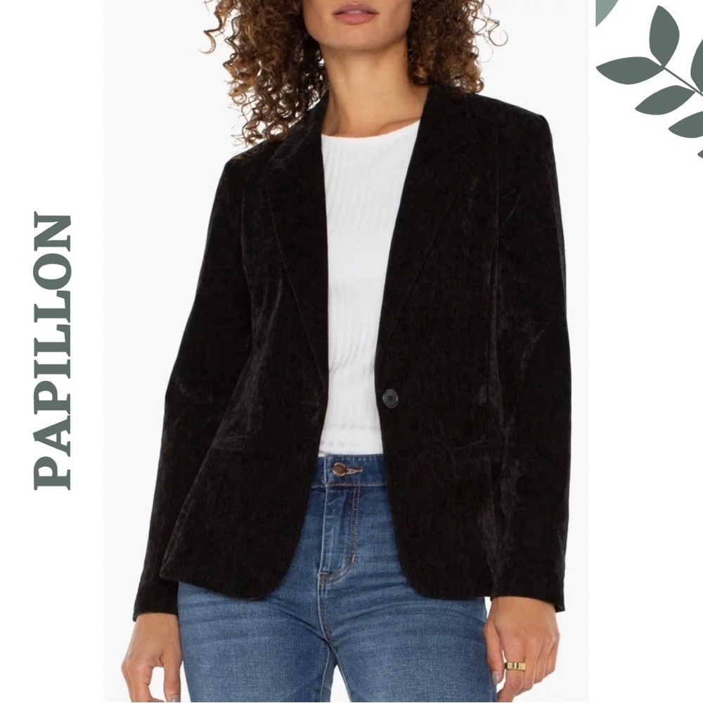 Liverpool LA Black Stretch Blazer Crushed Velvet XS NWT